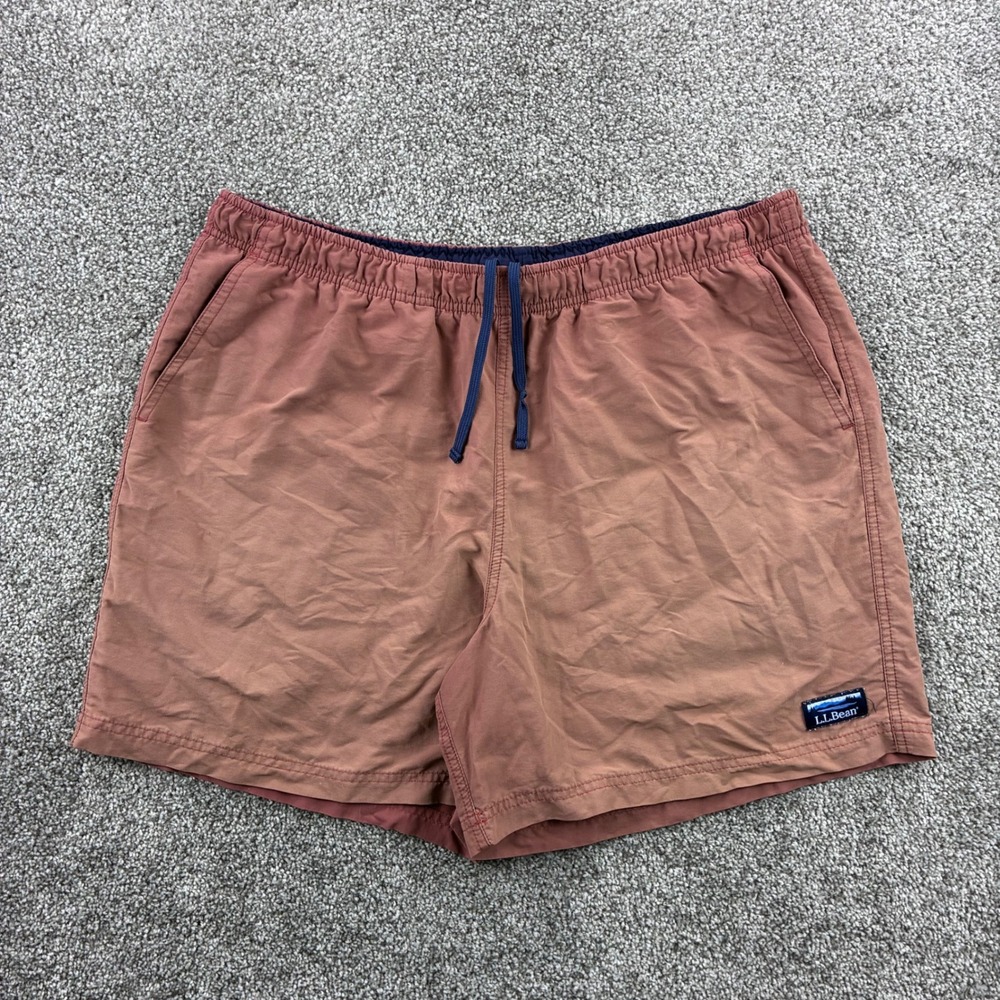 Vintage L.L. Bean River Shorts Mens Large Dusty Rose Pink Supplex Nylon Stretch